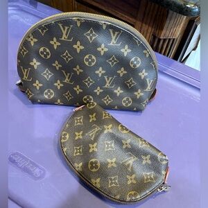 Two Louis Vuitton look alike Makeup Canvas Pouches.